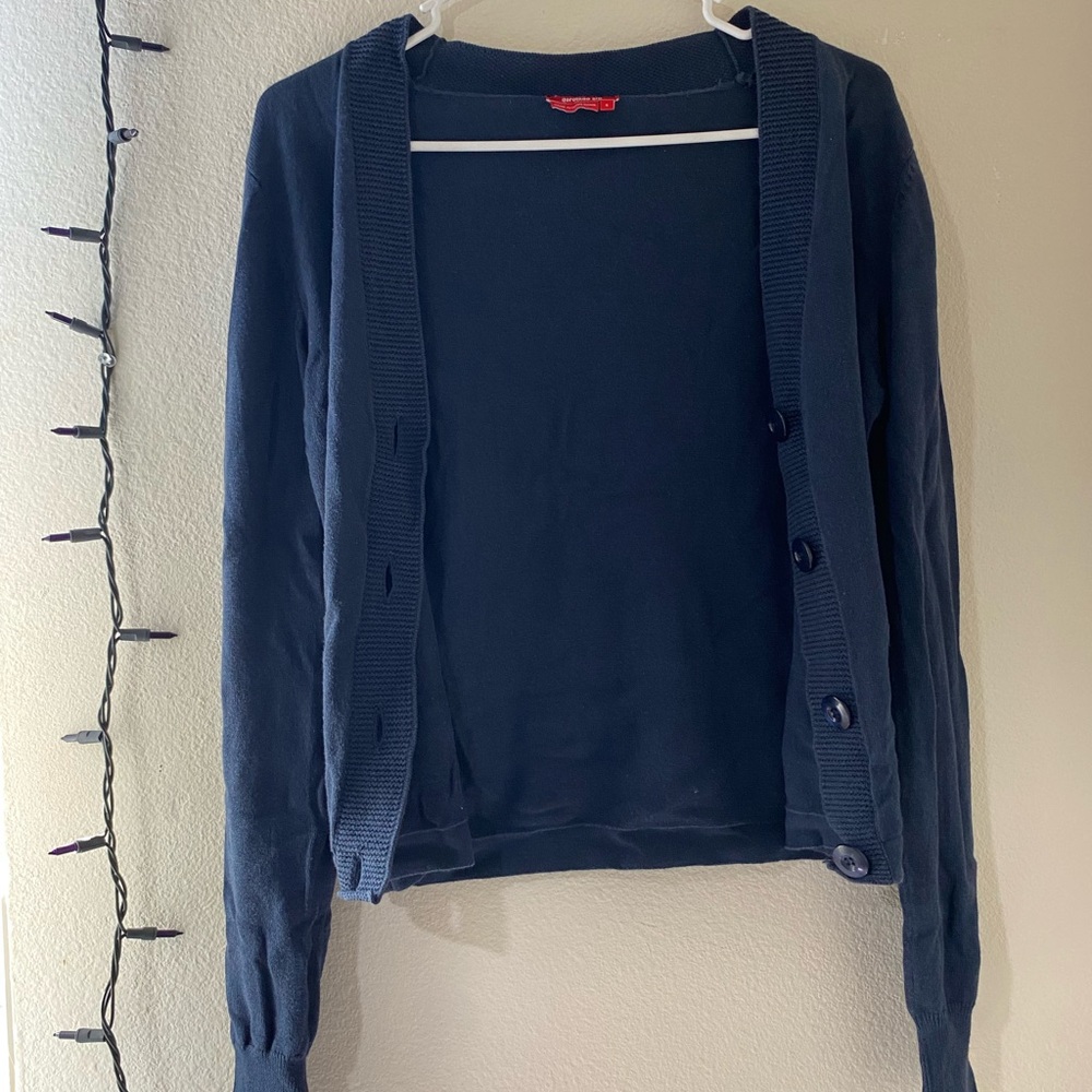 Navy Blue Button-Up Cardigan